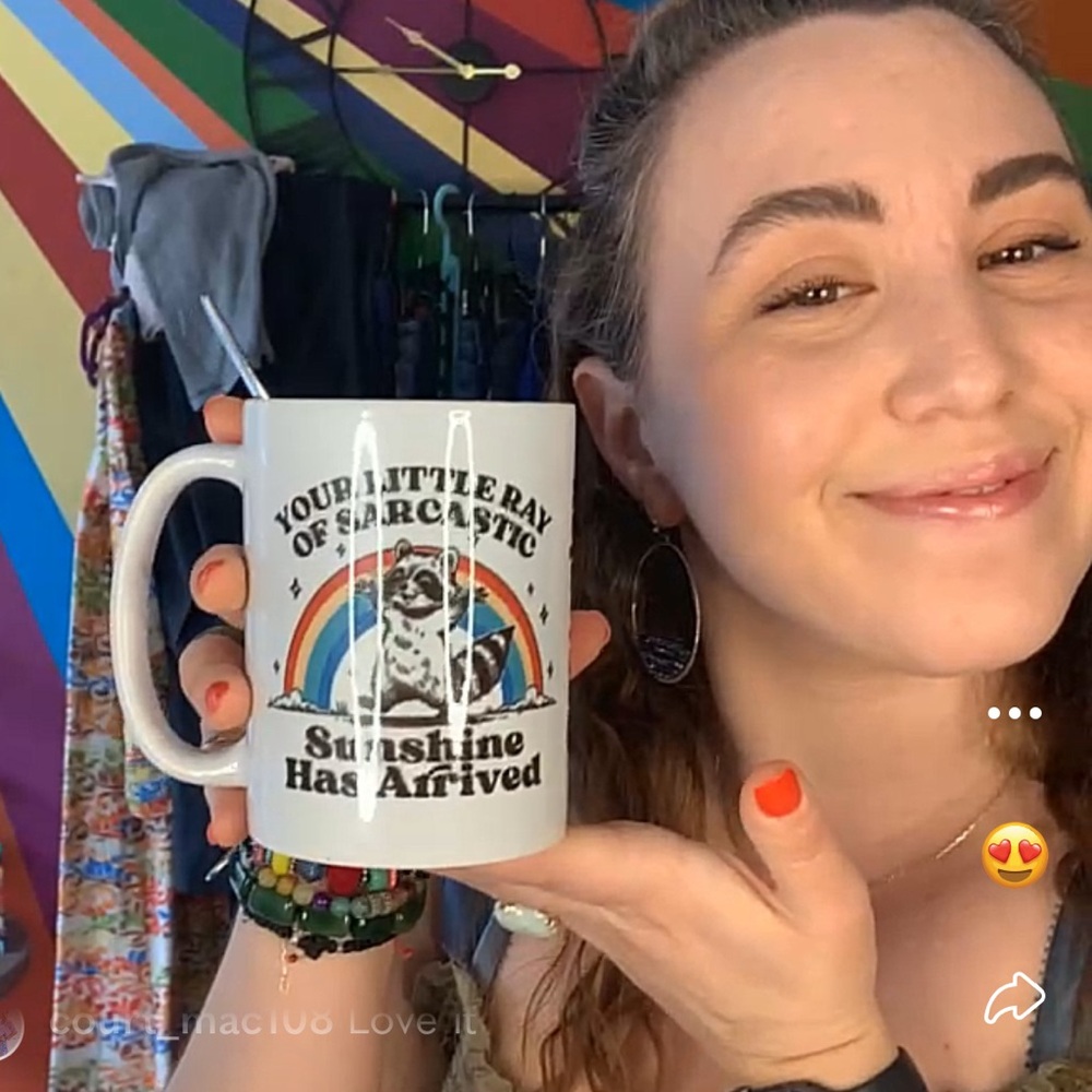 Rainbow Raccoon Sunshine Sarcasm Mug - Picture 3 of 7